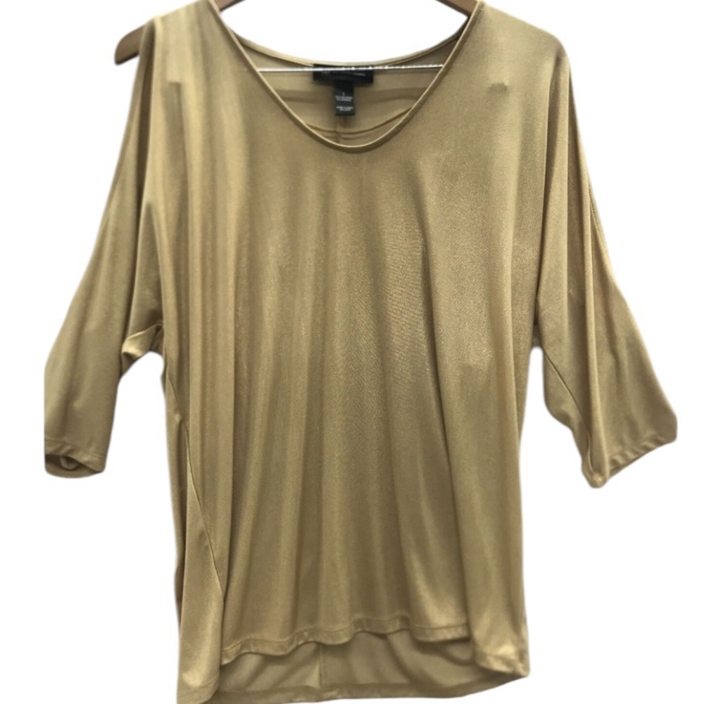INC International Concepts size XL gold cold shoulder long sleeve dressy top